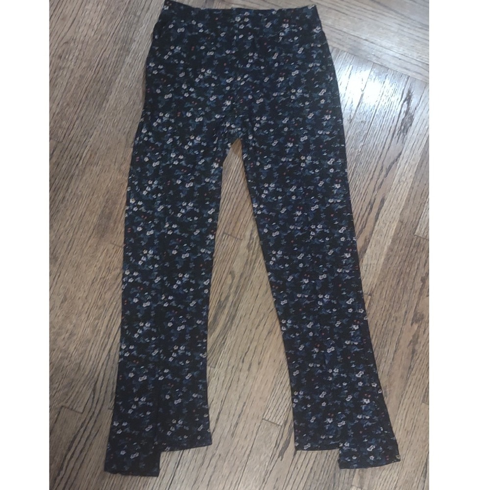 Coco + Carmen Ditsy Floral Leggings High Waisted Stretch Pants Black Blue S/M